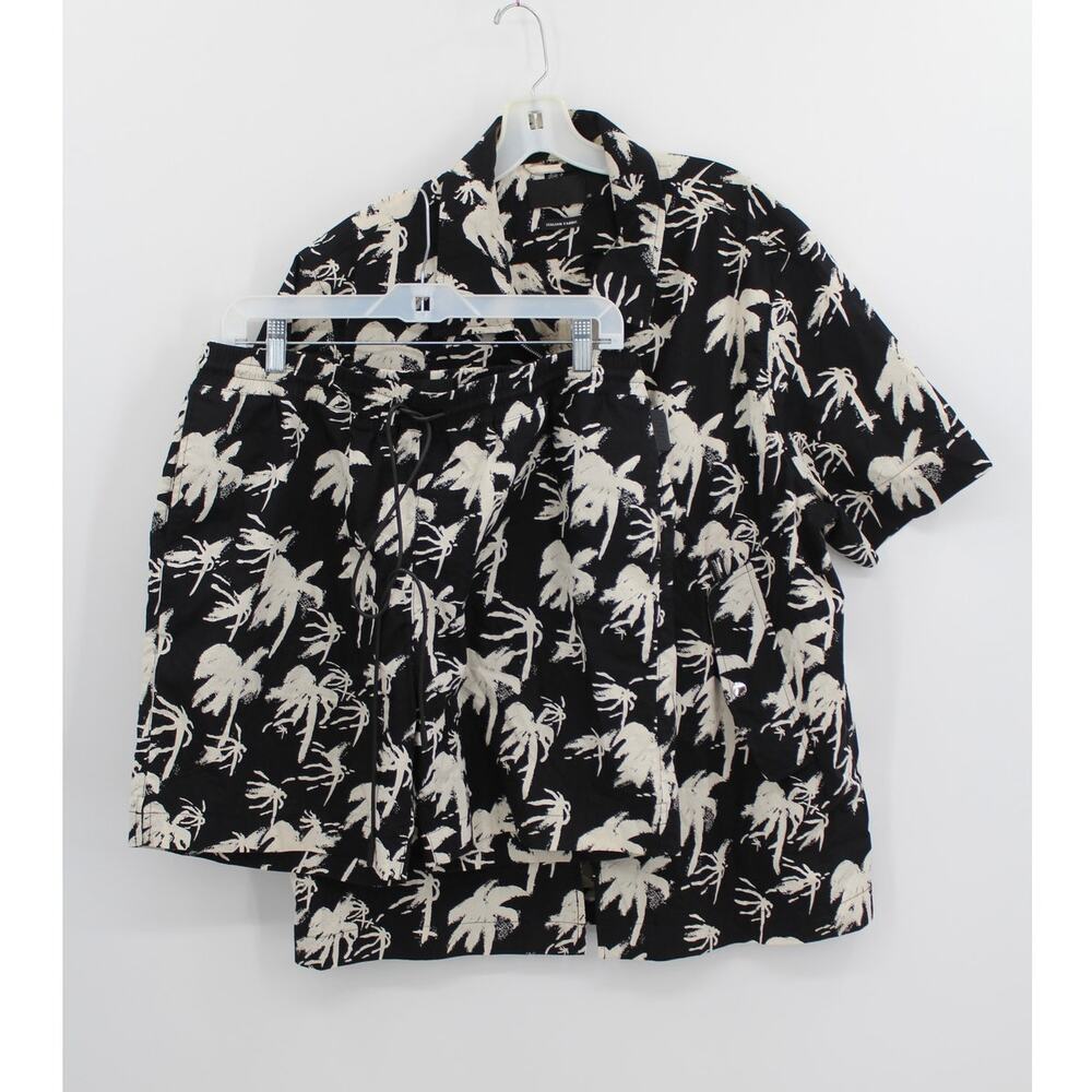 RTA Aiden Palm Tree Zipper Shirt Clyde Shorts Set Size Large